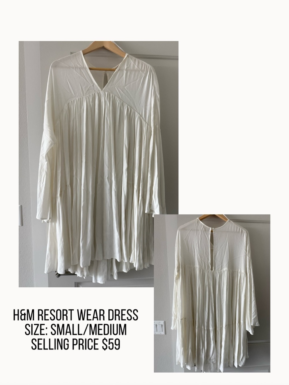 H&M White Flowing V-Neck Resort Dress